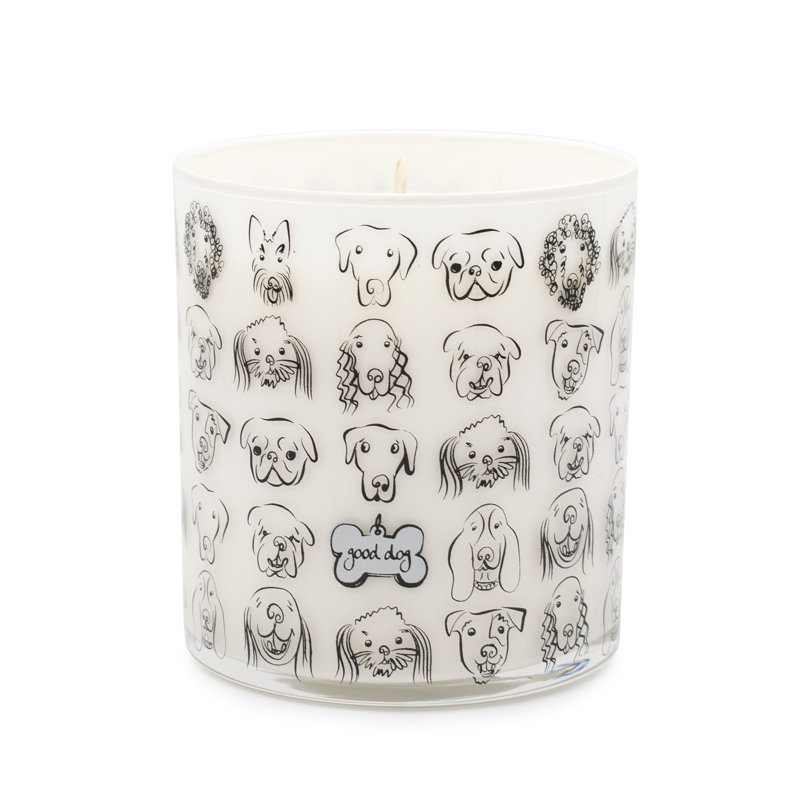 Handmade Grass Scented Soy Jar Candle with Dog Design