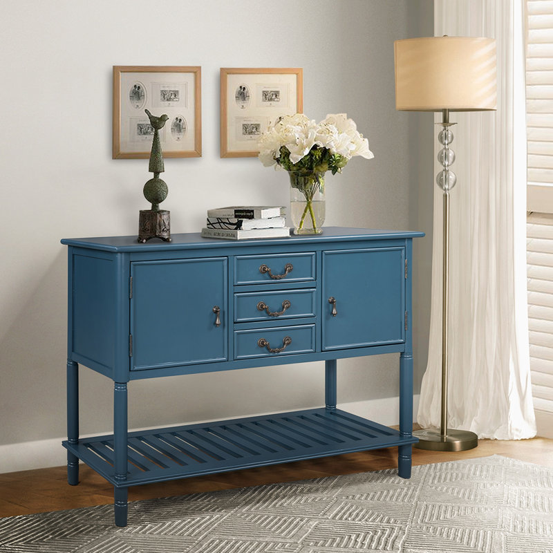 Crédence l 14,77 po avec armoire, Bleu marine