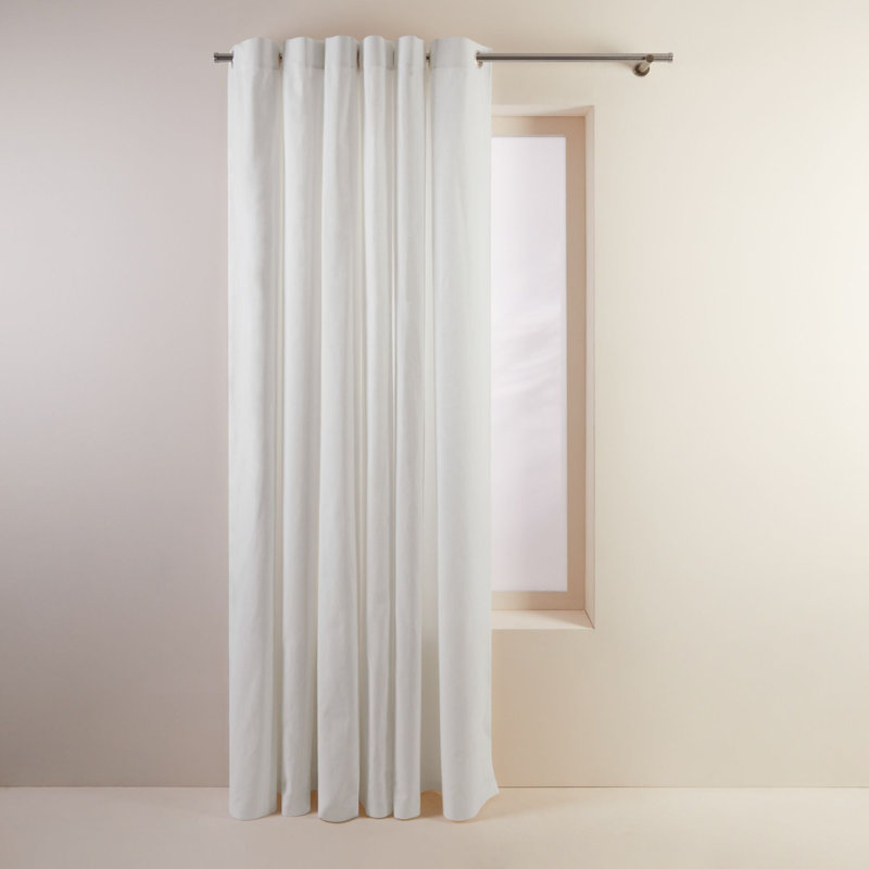 Cotton Blackout Curtain Single Panel, White
