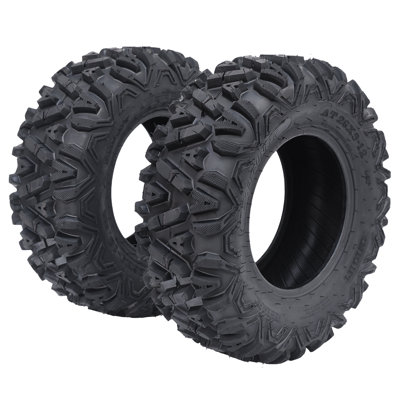 All-Terrain ATV/UTV Tire Set，25x8-12，6PR Tubeless，Mud&Trail，Fits 25x8x12，Durable Construction，2-Pack