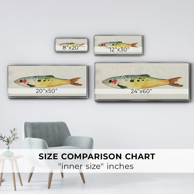 Fanciful Fish I- Framed Canvas, 12" H x 30" W