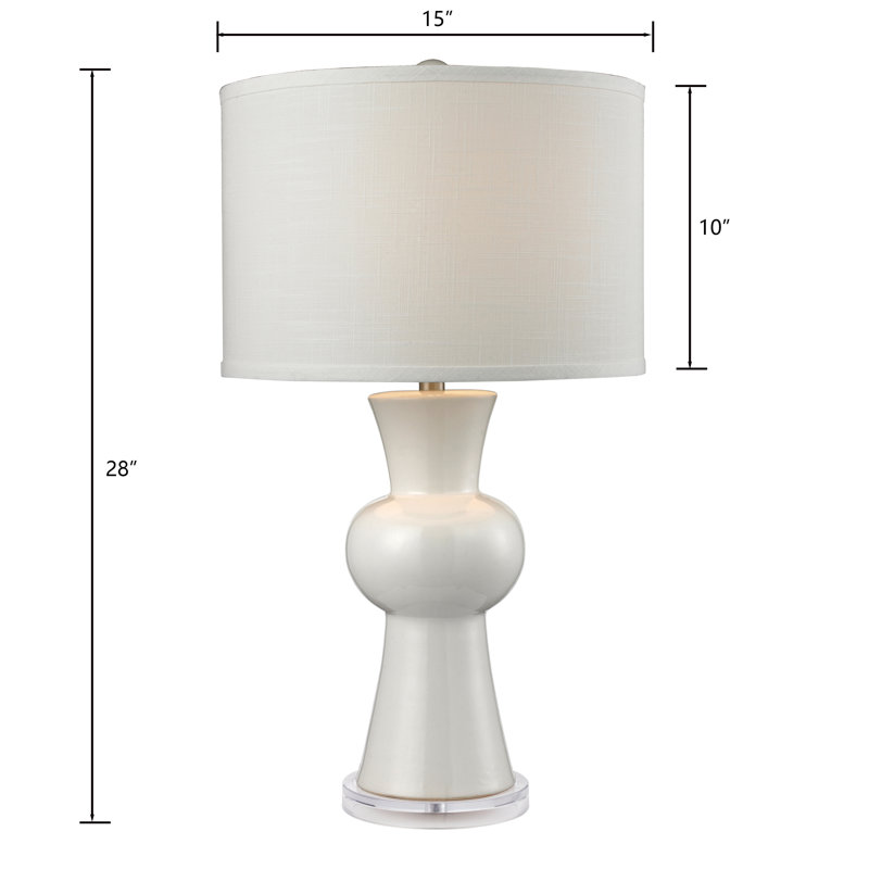 Lampe de table en céramique blanche à 1 lumière de 28 po de hauteur - Blanc brillant