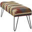 Banc tribal en tissu de coton multicolore avec pieds en épingle en métal Castulo-1239305774
