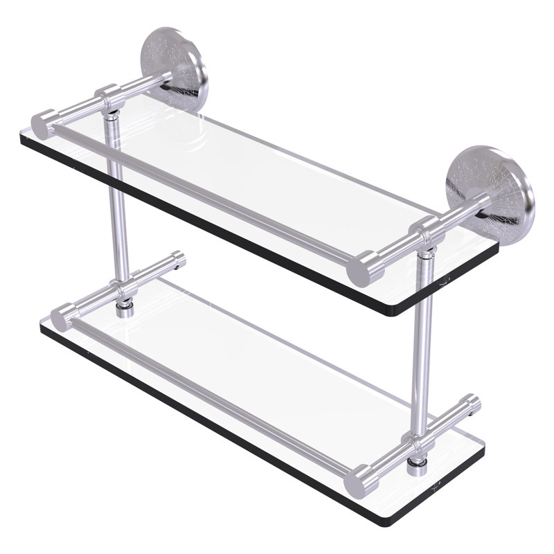 Tilney 2 Piece Tiered Shelf, Satin Chrome, 8" H x 16" W x 5" D