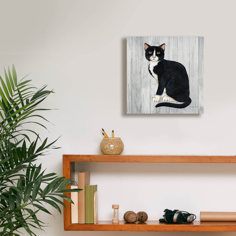 Art mural sur toile Winston Porter «Country Kitty I On Wood» par David Carter Brown, H 12 po x l 12 po x P 0,75 po