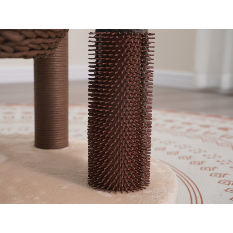 PetPals 48.5" Brown and White Sisal Cat Tree with Plush Perches