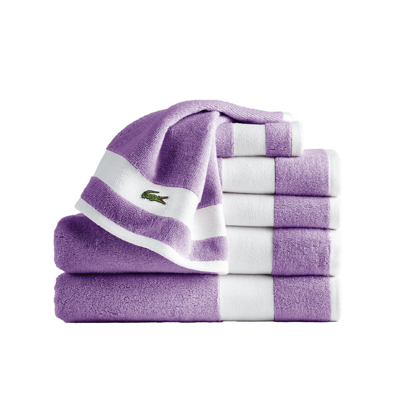 Lacoste Sports Stripe 100% Supima Cotton 6-Piece Towel Set, Heather