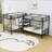 Twin over Twin Metal Bunk Bed with Multi-Tier Storage Shelves and Reinforced Guardrail