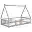 Lit simple gris avec garde-corps - offrant un espace de chambre confortable