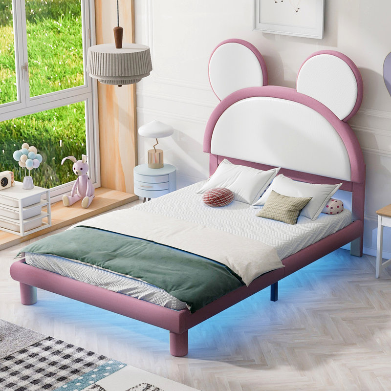 Lit plateforme tapissier Aaleahya, Double