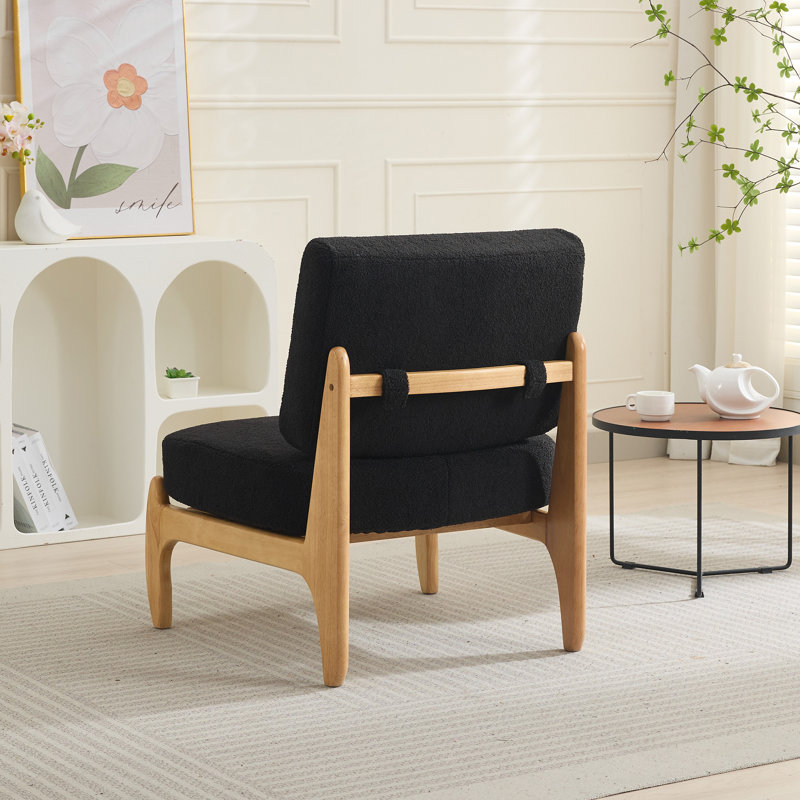 Teddy Armless Leisure Accent Chair, Black Teddy, Brown