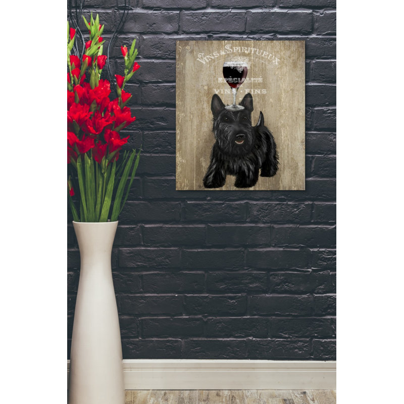 «Dog Au Vin, Scottish Terrier» par Fab Funky, art mural sur toile, H 24 po x l 20 po x P 0,75 po
