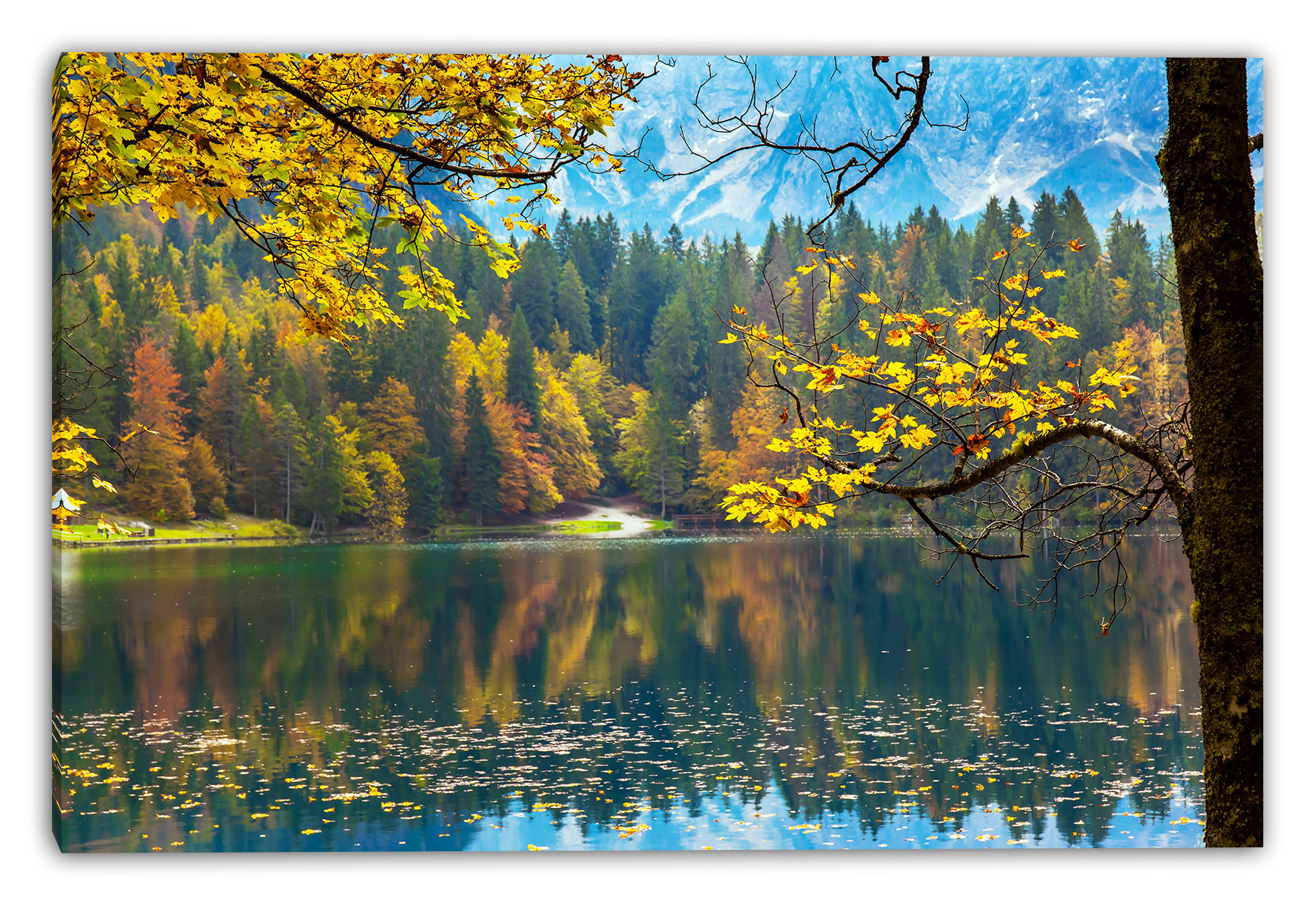 Union Rustic Golden Reflections Lake Wrapped Canvas Wall Art | Wayfair