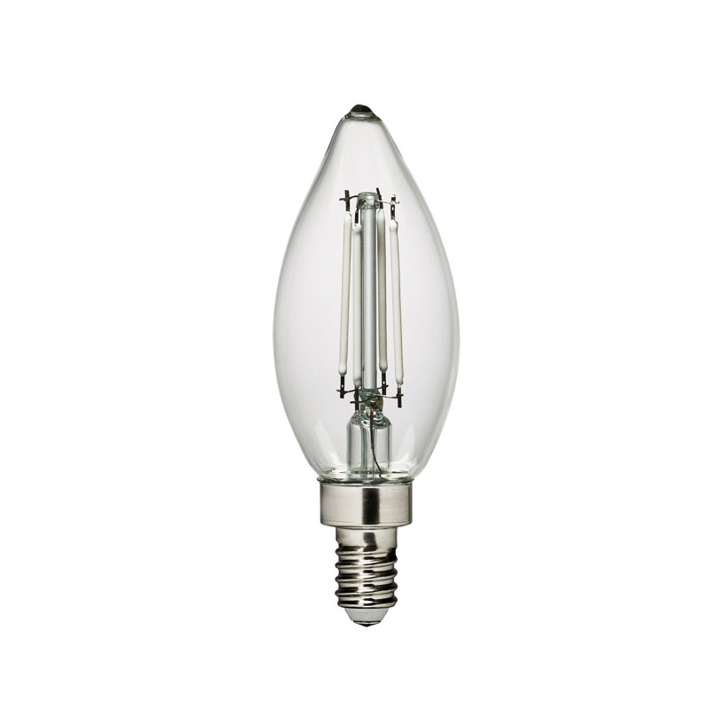 Visual Comfort & Co. LED Torpedo shape 4W 3000K Warm White E12 Candelabra base Clear Edison Style light bulb, 3000 Kelvins