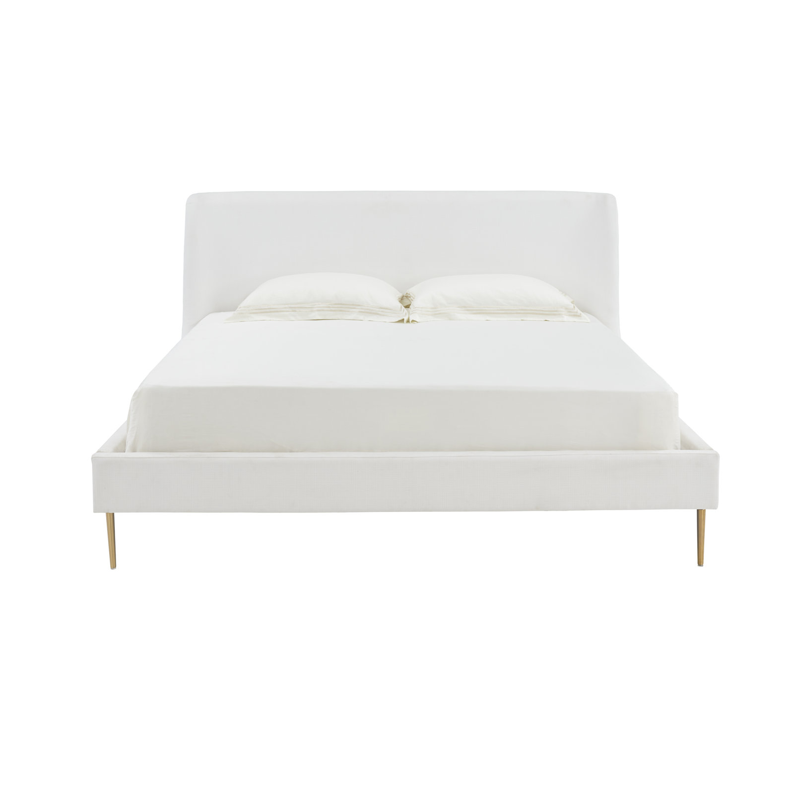 Venedy Linen Wingback Bed, Queen, White