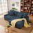 2 - Piece Upholstered Blue Chenille Modular Sectional Sofa with Armrests & Throw Pillows-135900686-135900687