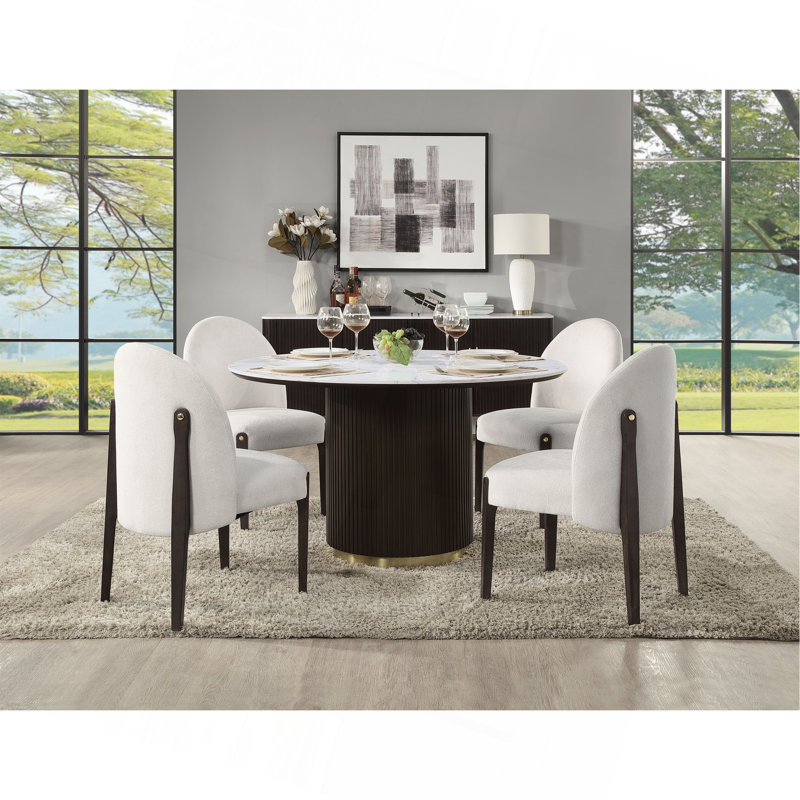 Plateau de table en marbre et finition espresso Clayten