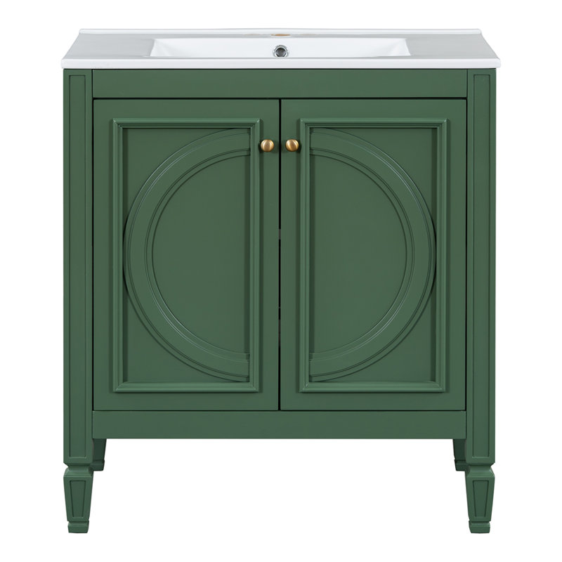 Meuble-lavabo 30 po avec lavabo et deux portes avec tablette, Vert