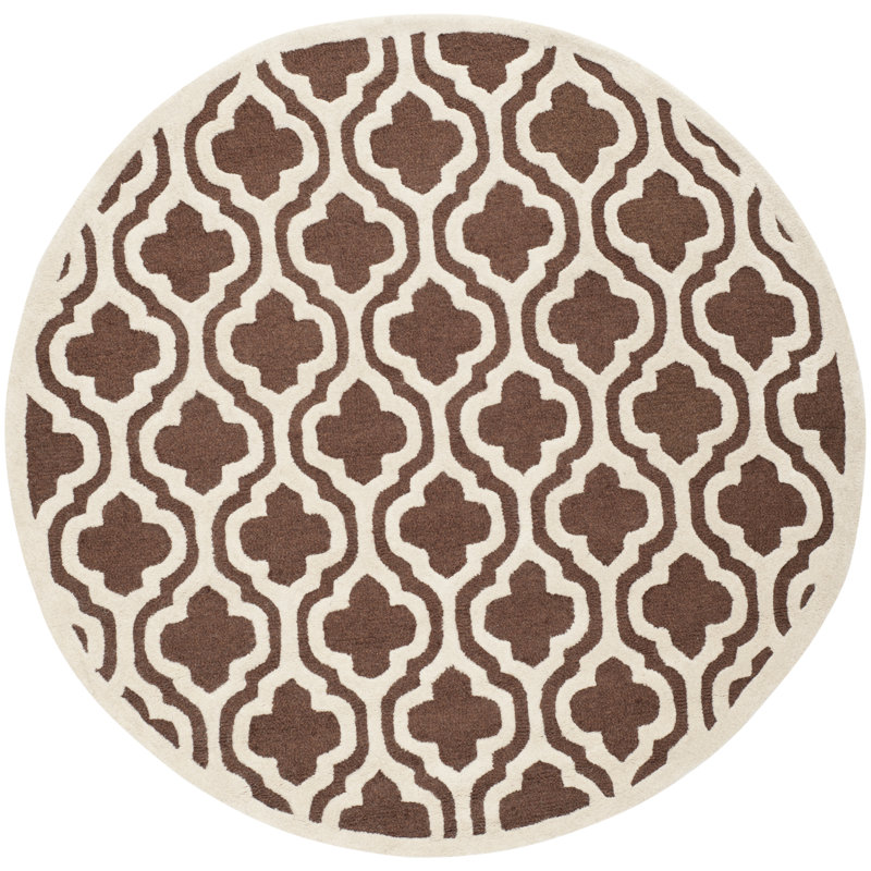 Cannen Hand Tufted Wool Geometric Rug, Round 6'