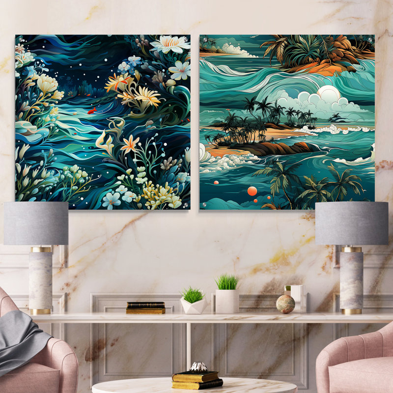Ensemble de 2 verres muraux en acrylique Rogerson, H 36 po x l 73 po