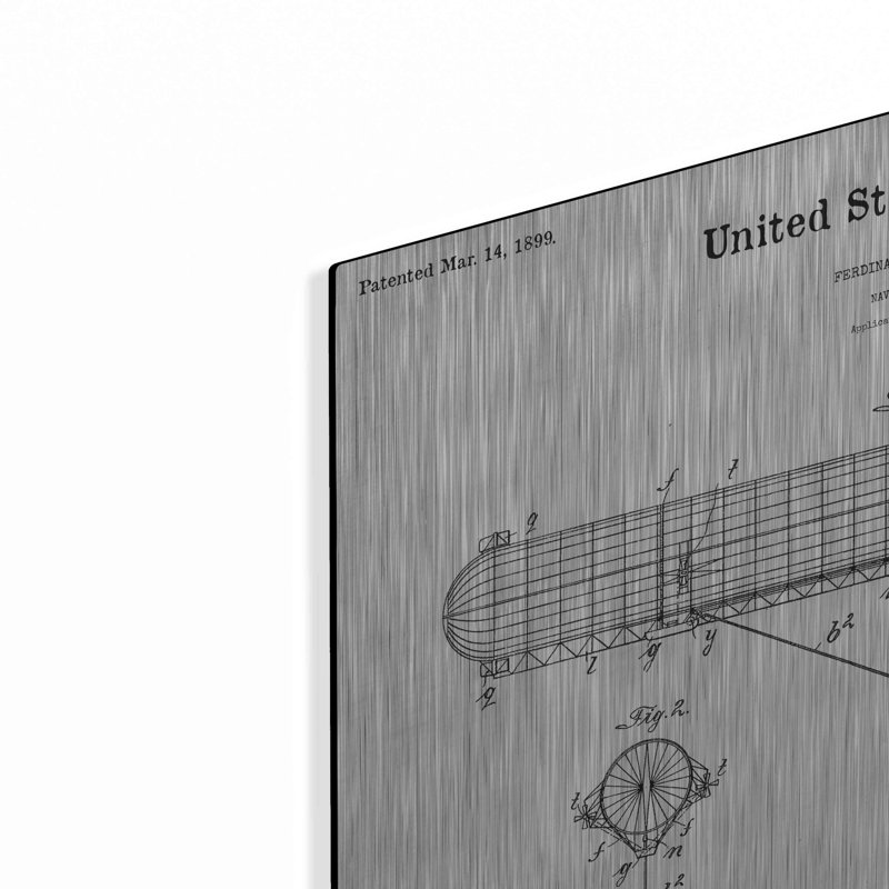 «Navigable Balloon Blueprint Brevet White» par Patents, H 12 po x l 16 po