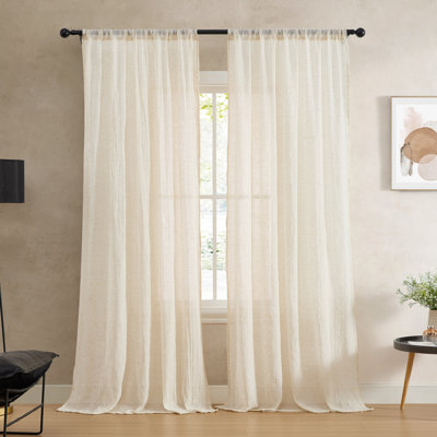  Solid Semi-Sheer Curtain Panels