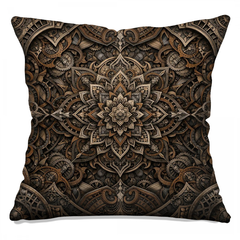 Coussins Intricate Steampunk Mandala, 20 x 20 inches