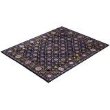 Overdyed Hand-Knotted Wool Modern-Contemporary Black Area Rug 8' 1" x 10' 3"