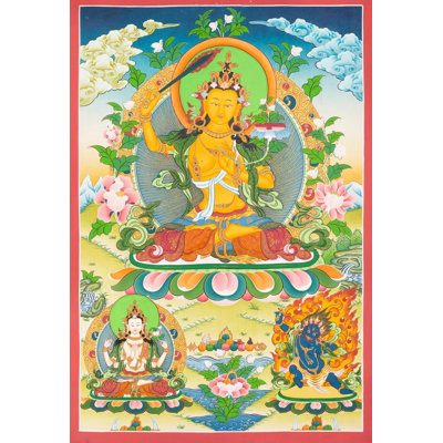 Seated Manjushree Thangka (Brocadeless Thangka)