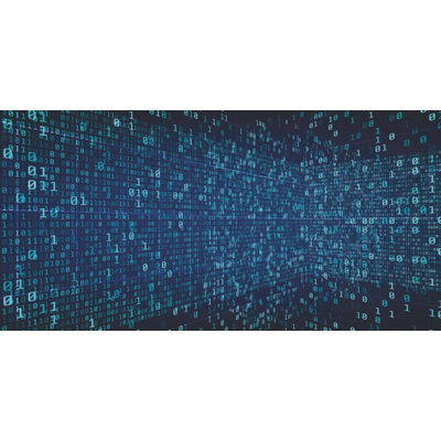 Murale numérique code binaire - flux de données Cyber Technology en bleu sarcelle et bleu marine