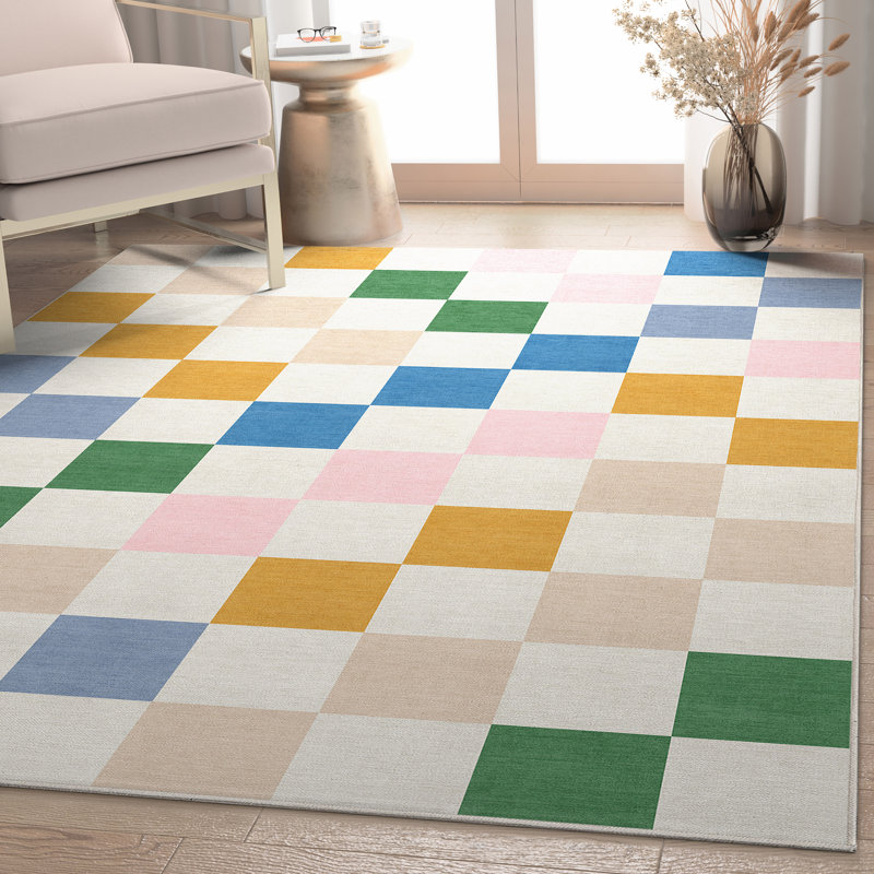 Kehr Geometric Blocks Multi Color Rug, Rectangle 6' x 9'