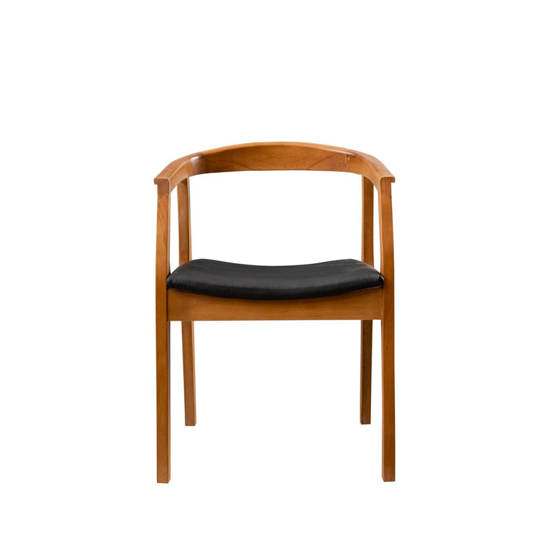Chaise moderne scandinave, noyer et noir, 20,0 x 27,6 x 21,0 pouces | Structure 100% bois de hêtre, revêtement en similicuir, épaisseur de 0,7 pouce | Siège élégant et confortable pour la maison et le bureau, design durable et élégant