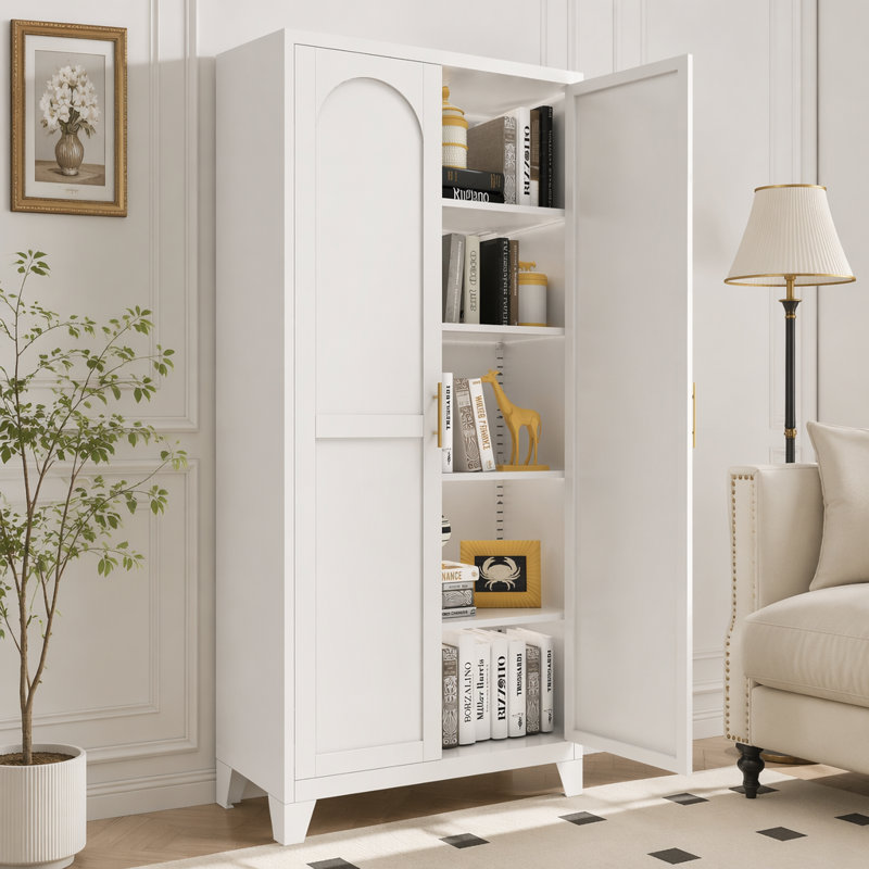 Armoire de rangement polyvalente avec portes et tablettes réglables, idéale pour organiser la chambre à coucher, le salon et la cuisine