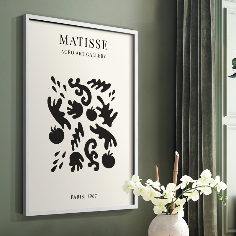 Matisse LXIII Framed Print - Solid Wood, White, 28" H x 22" W