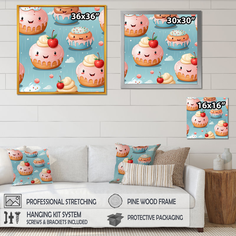 Rose et bleu Donut Kithchen, H 36 po x l 36 po x P 1,5 po