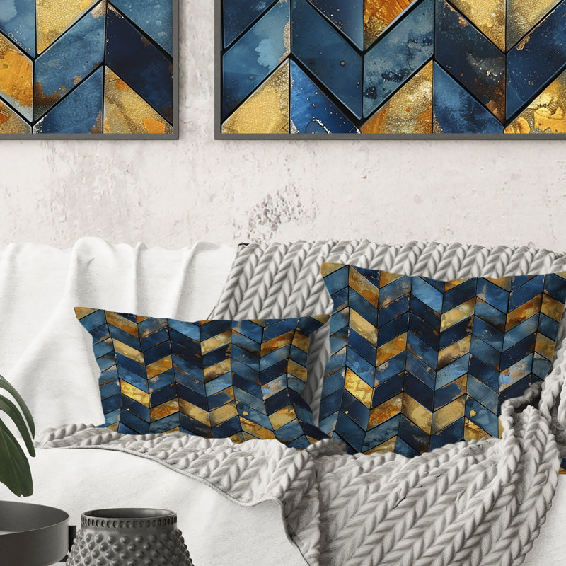 Coussin Chevron Waves I - Glam, H 16 po x l 16 po