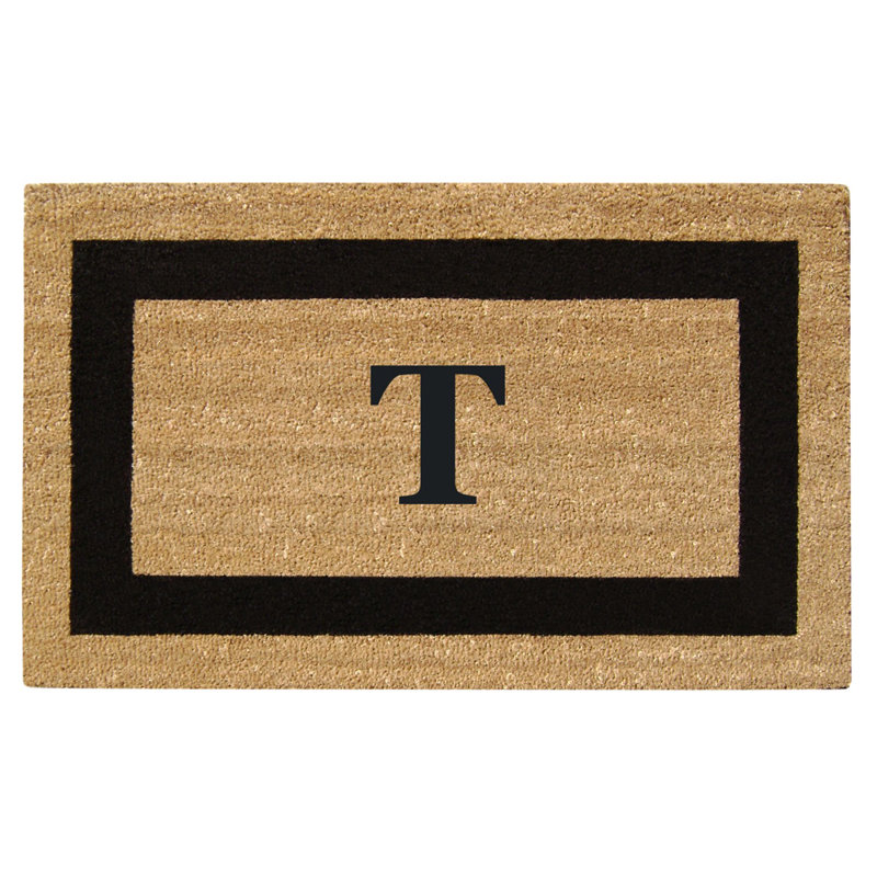 Tapis de porte d'extérieur antidérapant monogrammé 36 po x 20 po Hanningt, T