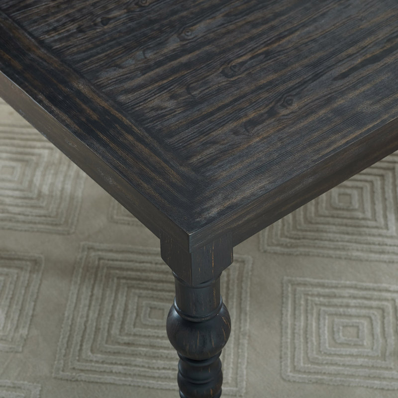 Ensemble de salle à manger en bois foncé de style urbain Leviton: table, 4 chaises et banc, Bleu