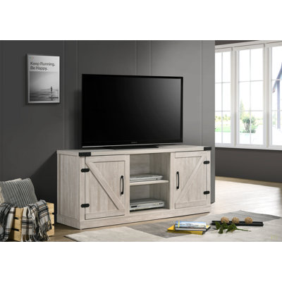 Salma Dusty  58" Wide TV Stand With 2 Open Shelves And 2 Cabinets