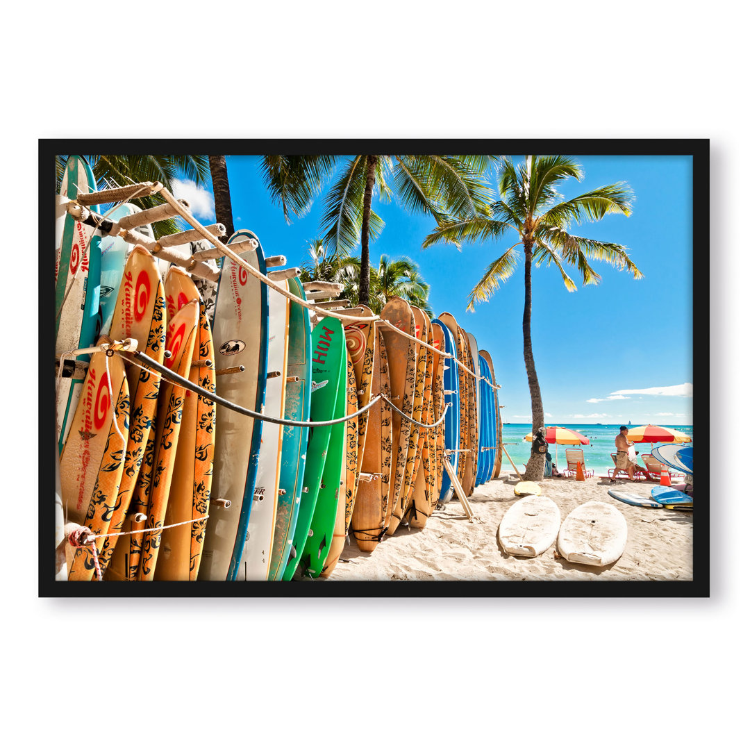 Surfboards Am Strand - Poster Im Rahmen