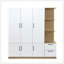 Armoire de rangement à 3 portes en bois pour chambre à coucher avec tablettes et 2 tiroirs, tablettes de rangement latérales-1282861971
