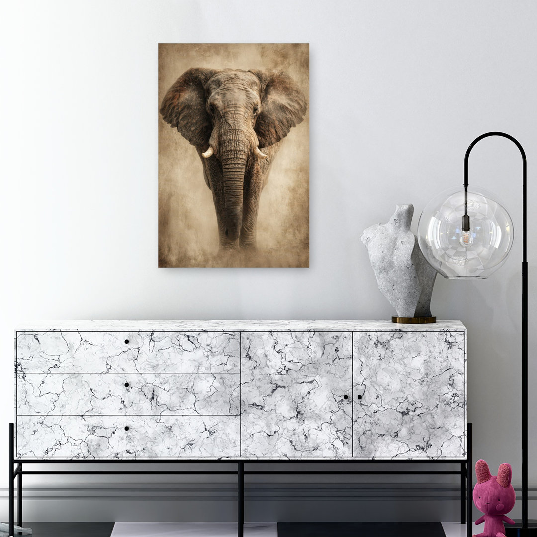 Majestic African Elephant Contemporary Elephant Wildlife Architecture Wall Art Print