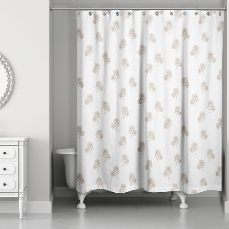 Floral Shower Curtain, White