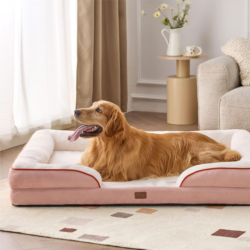 Lit confortable pour chien, H 8 po x l 42 po x P 53 po, Rose