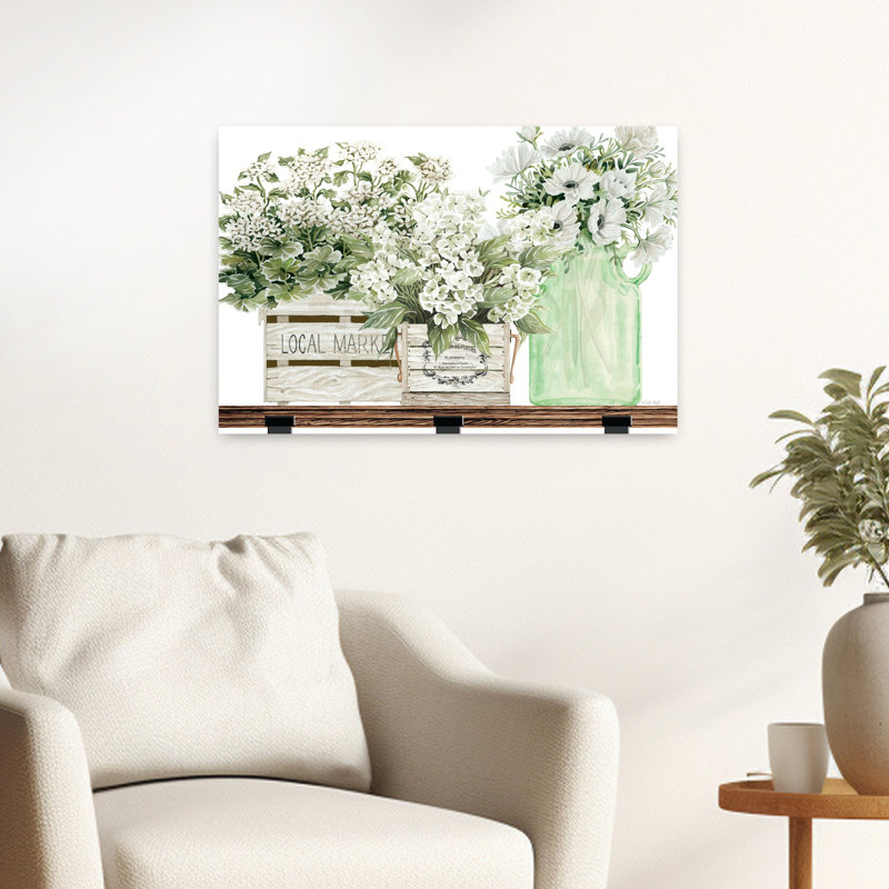 Fleurs de lait d'amande, art floral contemporain, H 24 po x l 16 po