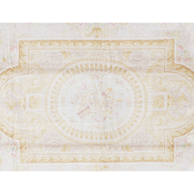 Hand-Knotted High-Quality Beige and Gold Area Rug