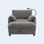 Canapé simple de 38 po avec repose-pieds de rangement, support de téléphone réglable, chargeur USB, poches de rangement latérales, accoudoirs en forme d'oreiller, chaise longue à siège large