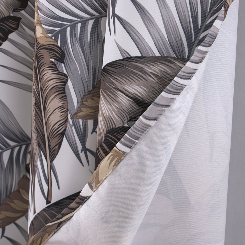 Rideau de fenêtre obscurcissant à motif de feuilles tropicales Brésil 90 ", Taupe