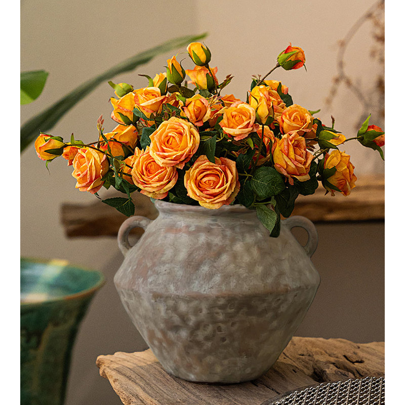 Vase en céramique rustique avec 2 poignées, Brun