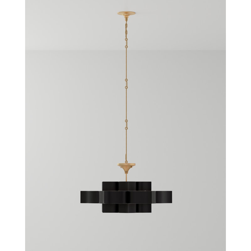 Grand Lotus 6 - Light Chandelier, Satin Black/Contemporary Gold Leaf